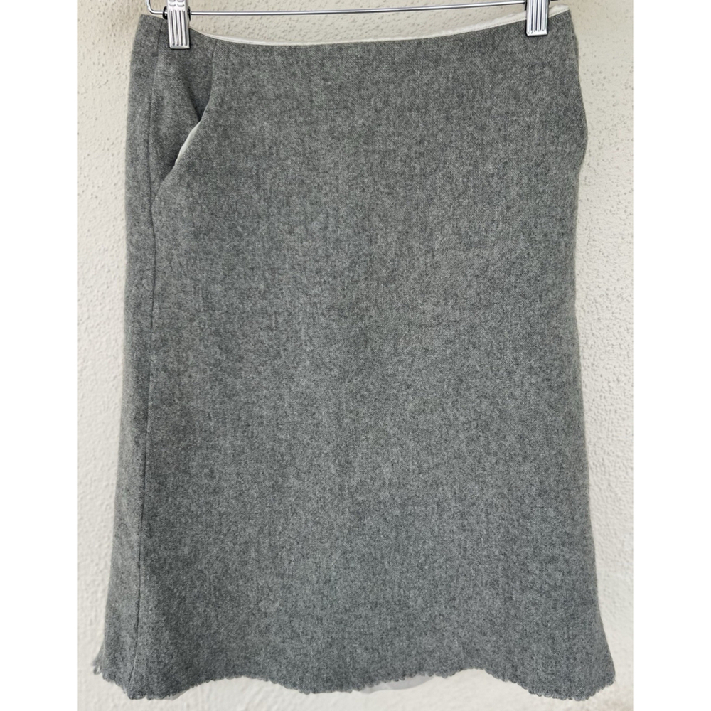 VTG Marie Claire Paris Gray Wool A-Line Skirt EU 38 S Scallop Coquette Preppy